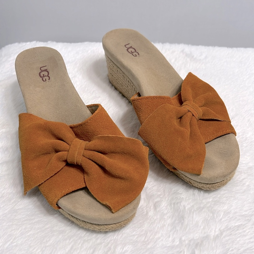Ugg Jaycee Espadrille Wedge Slip-On Bow Sandals size 7.5